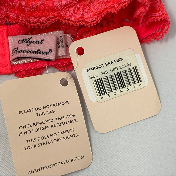 Agent Provocateur Margot Pink Bra 34B NWT $220 - Picture 7 of 8